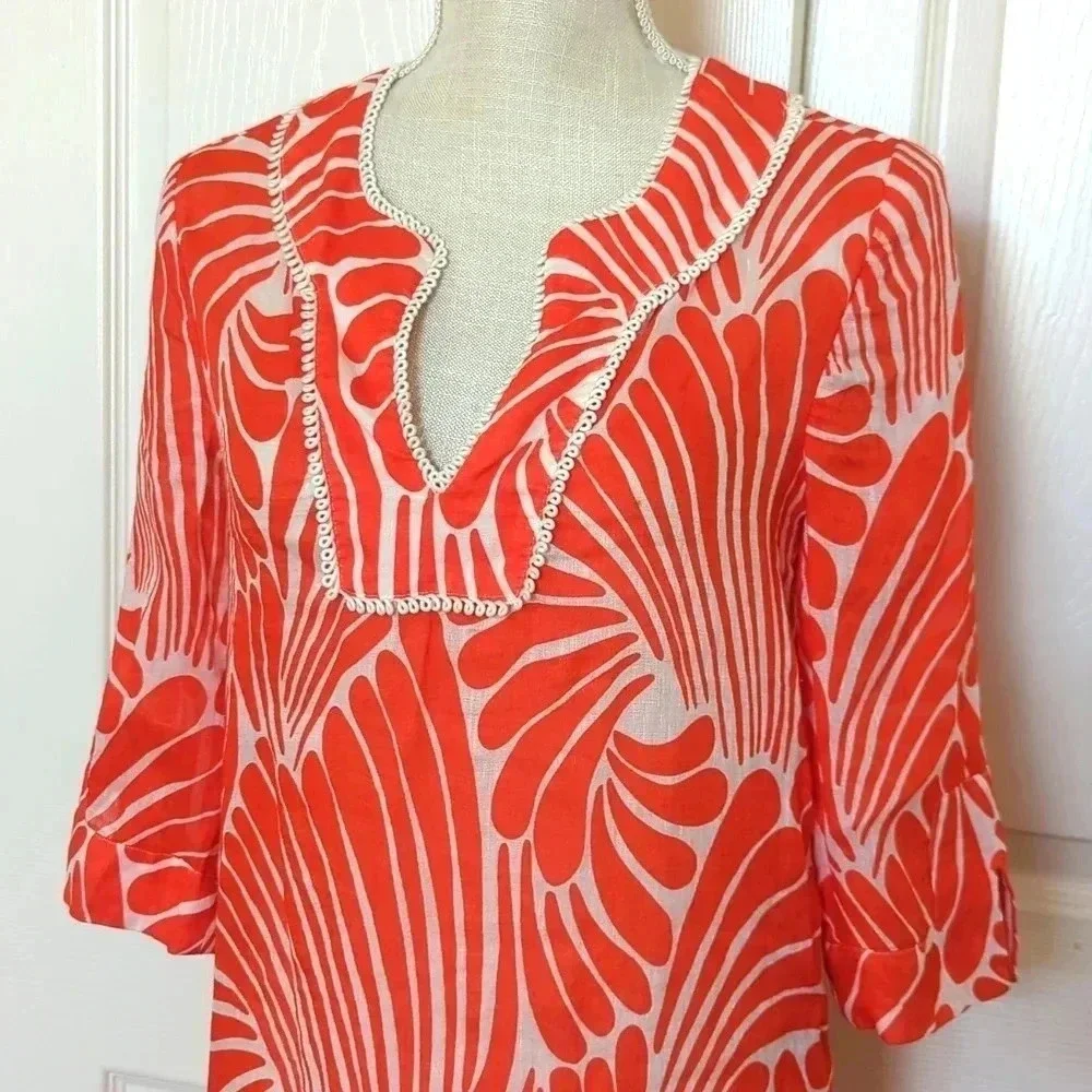 Kate Spade “Gwen” silk/linen tunic swim coverup
